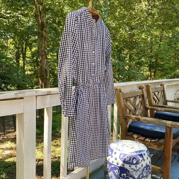 Charles Henry Black White Gingham Check Button Up Dress - Picture 9 of 9